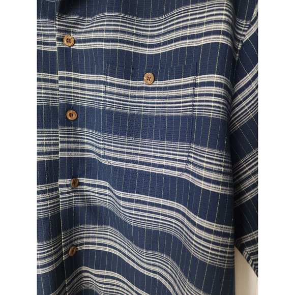 Tommy Bahama Men's Dark blue-plaid 100% silk Short sleeve L - Picture 6 of 8